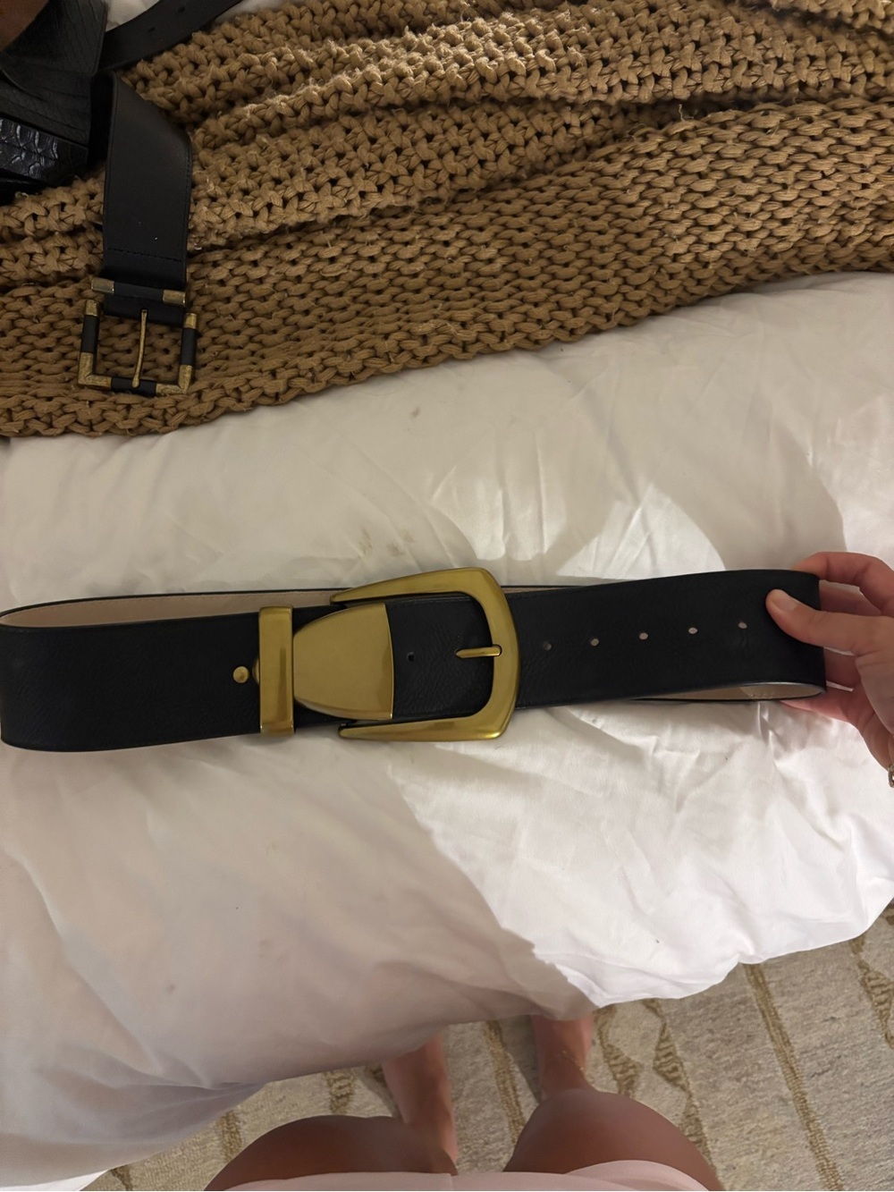 12th Tribe Black Belt with Gold-Tone Buckle
